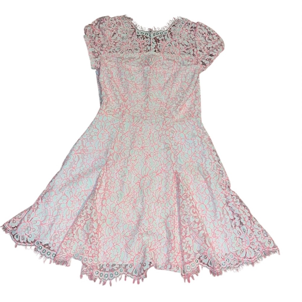 Juicy Couture Pink and White Floral Lace Dress